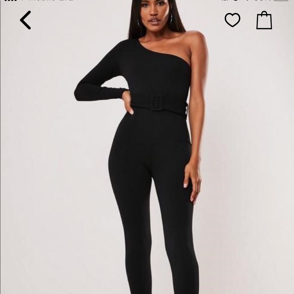 MISSGUIDED black one shoulder long sleeve jumpsuit